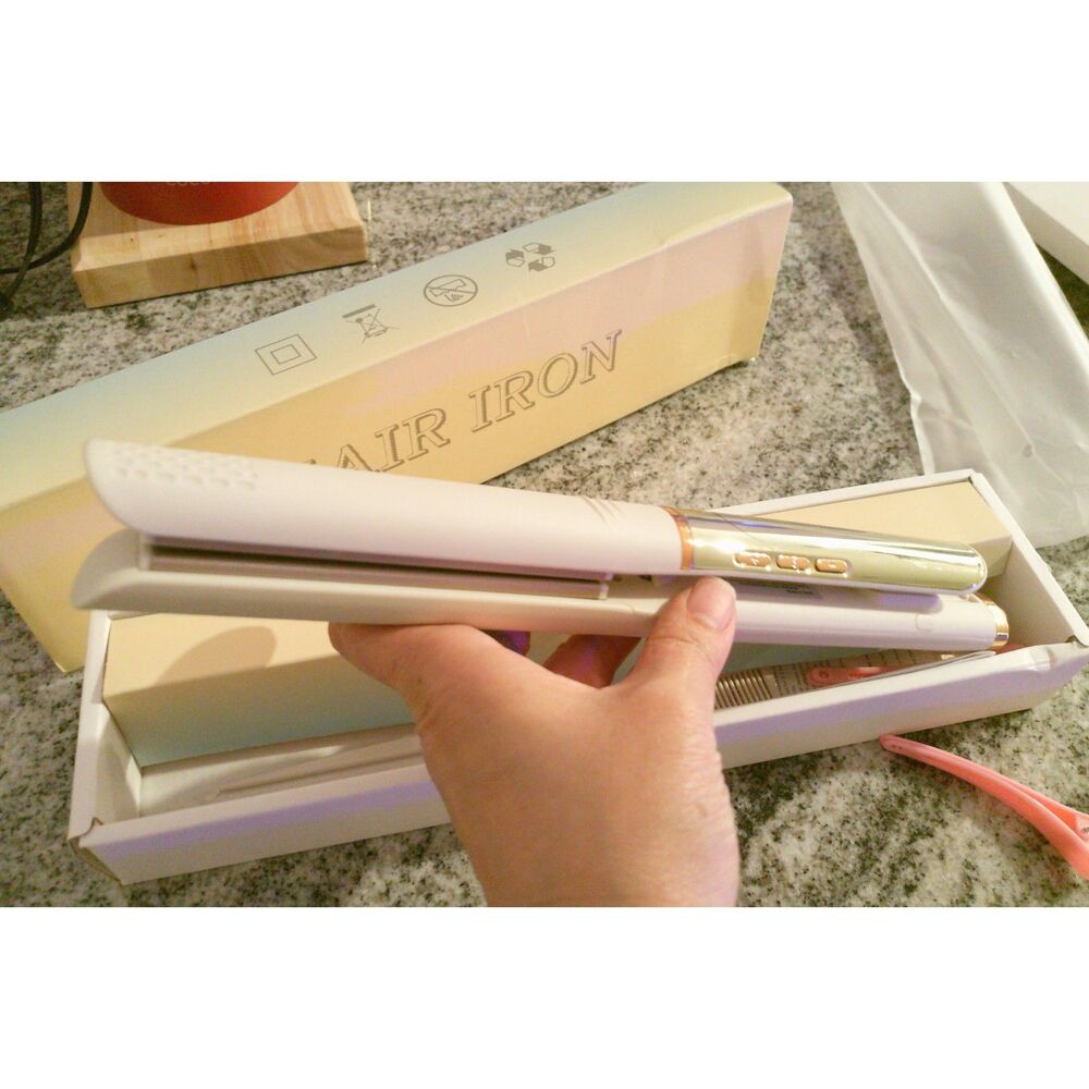 New Flat Iron Hair Straightener 20s Heat-Up 4 Temps LED Ionic White Gold - Picture 11 of 14